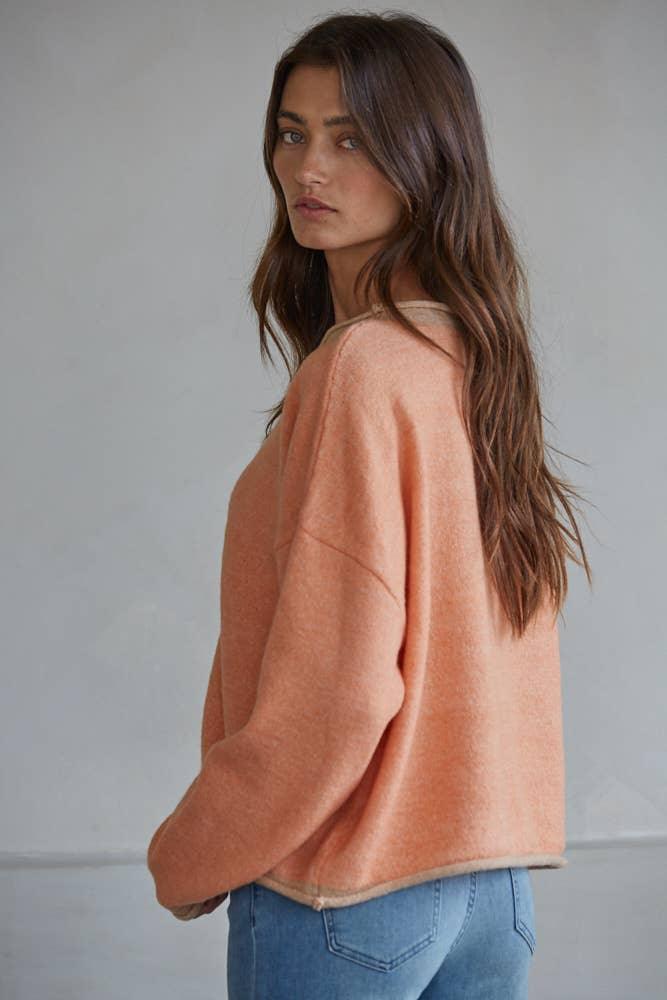 W2538 | Knit Polyester Acrylic Sweater Crew Neck Cardigan