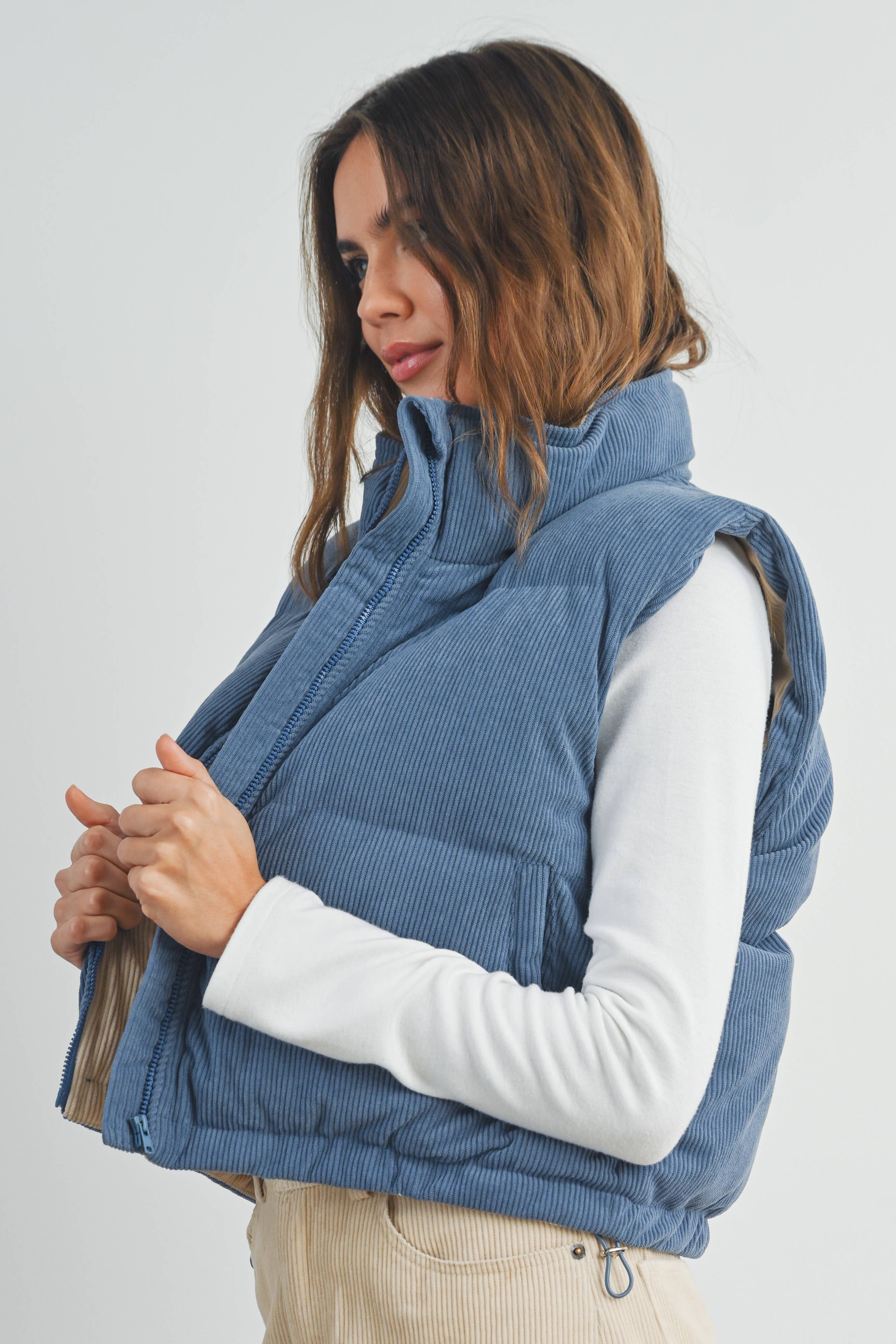 FALL ADOREME CORDUROY PUFFER VEST - BMJ7242