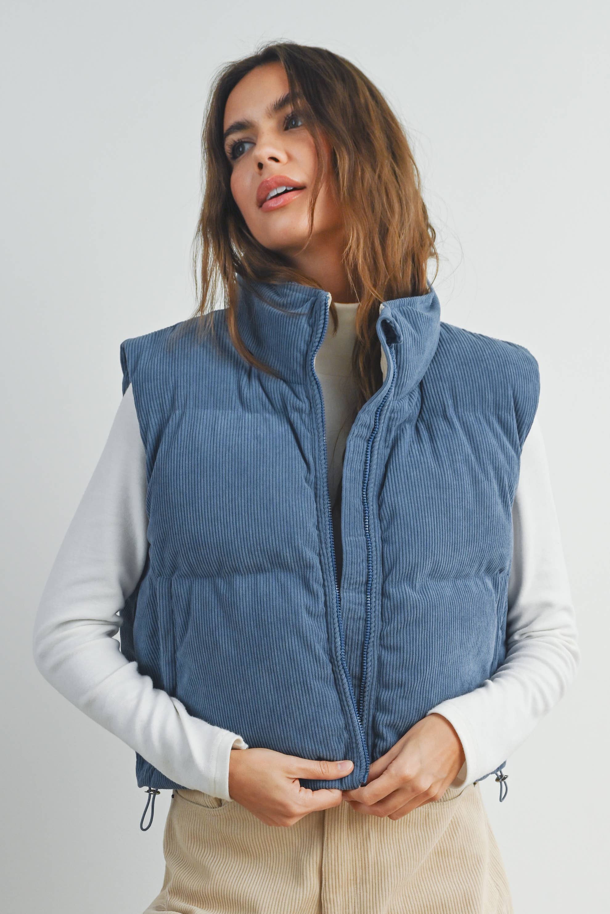 FALL ADOREME CORDUROY PUFFER VEST - BMJ7242