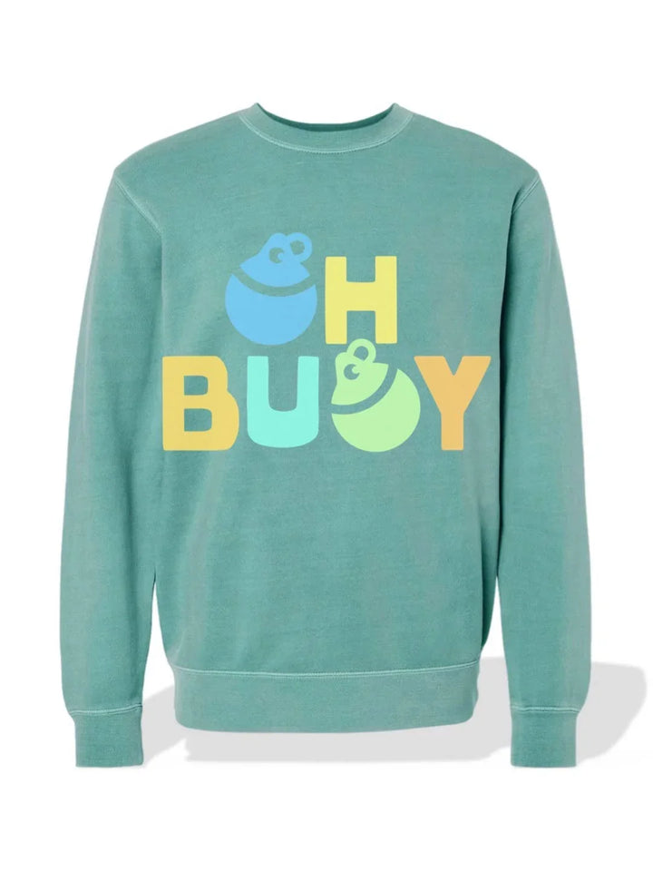 Teal crewneck sweatshirt with &