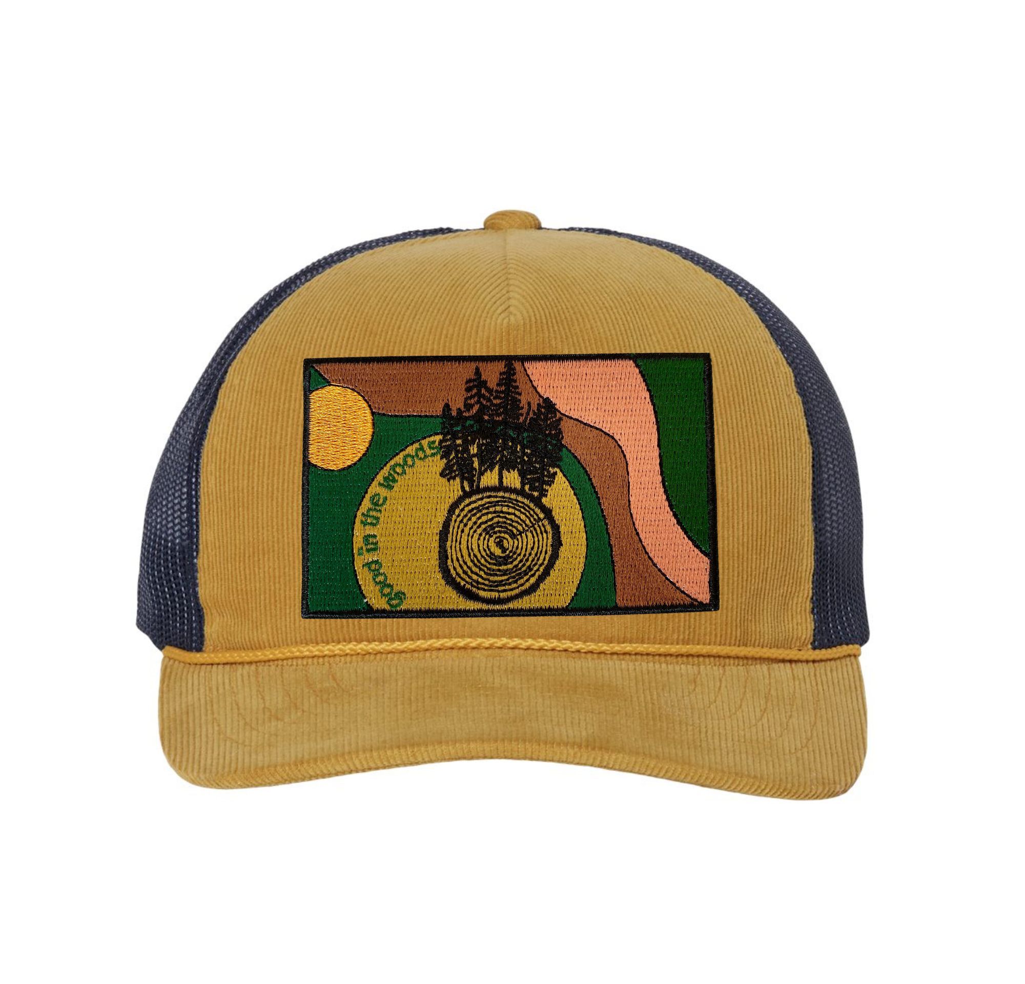 Corduroy Trucker Hat Good in the Woods Patch Snapback Hat