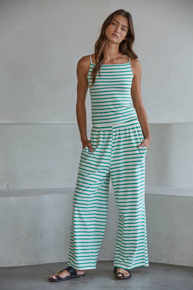 L9525B | Knit Cotton Spandex Striped Pants