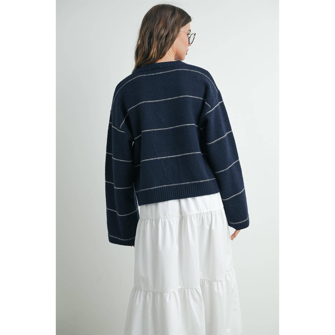 Button Front Striped Cardigan - BMC7580