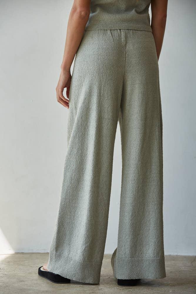 W1634 | Knit Sweater Cotton Nylon Polyester Wide Leg Pants