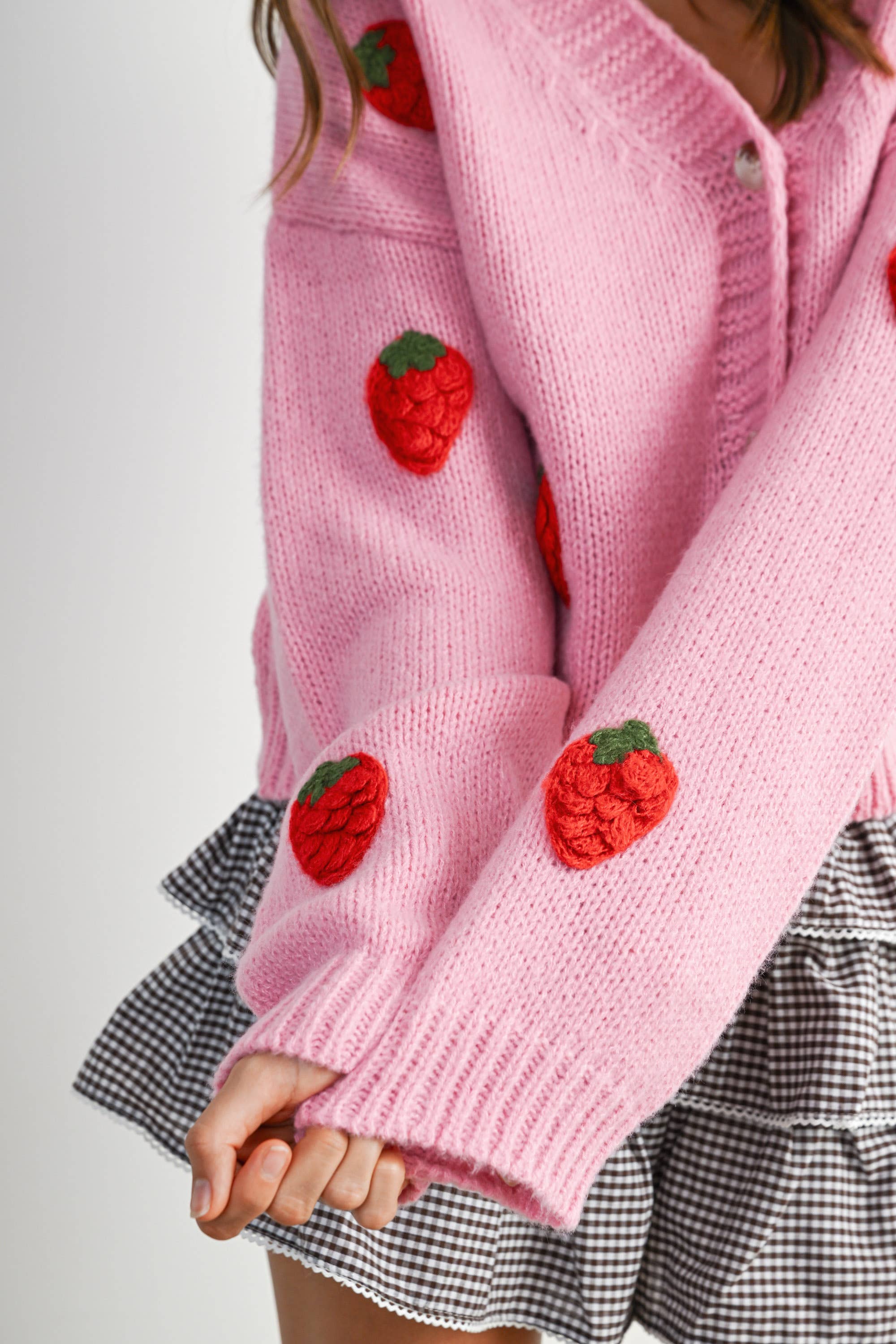 Strawberry Embroidered Cropped Cardigan - BMC7609