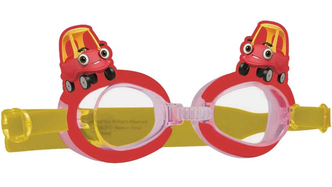 PoolCandy Little Tikes Cozy Coupe 3D swim goggles with red car figures on the lenses