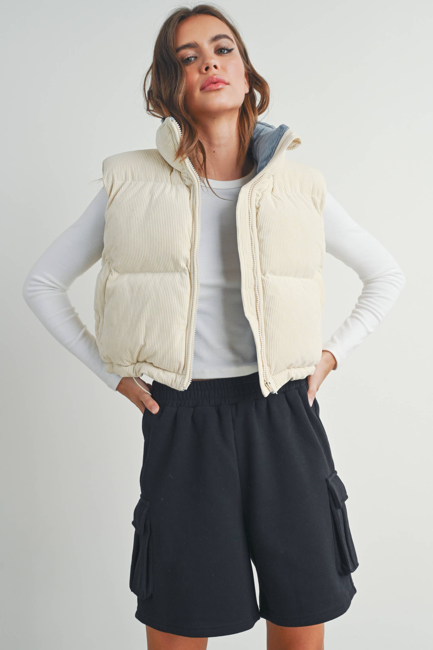 FALL ADOREME CORDUROY PUFFER VEST - BMJ7242