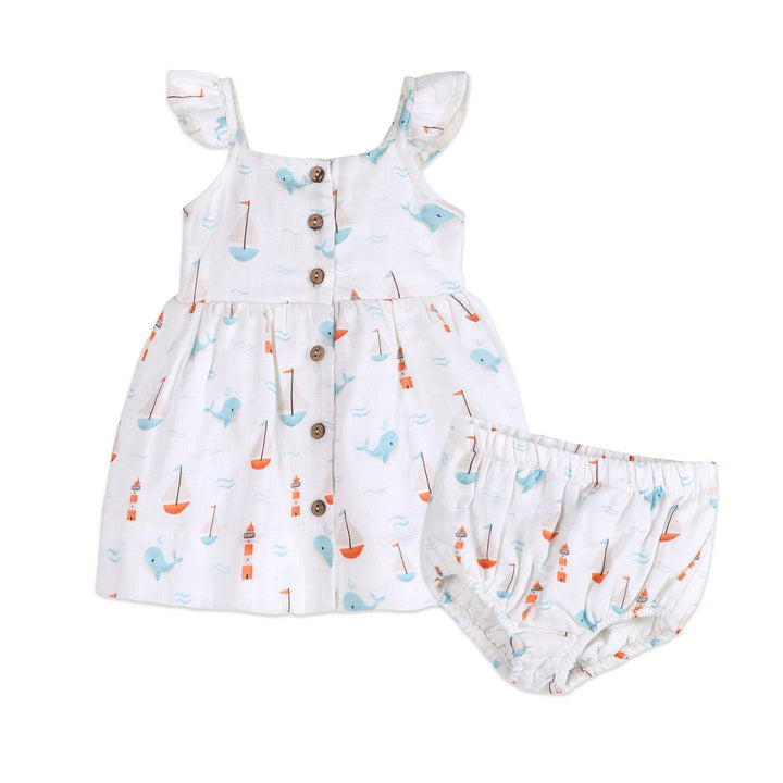 Sailboat Baby Dress + Bloomer (Organic Muslin)
