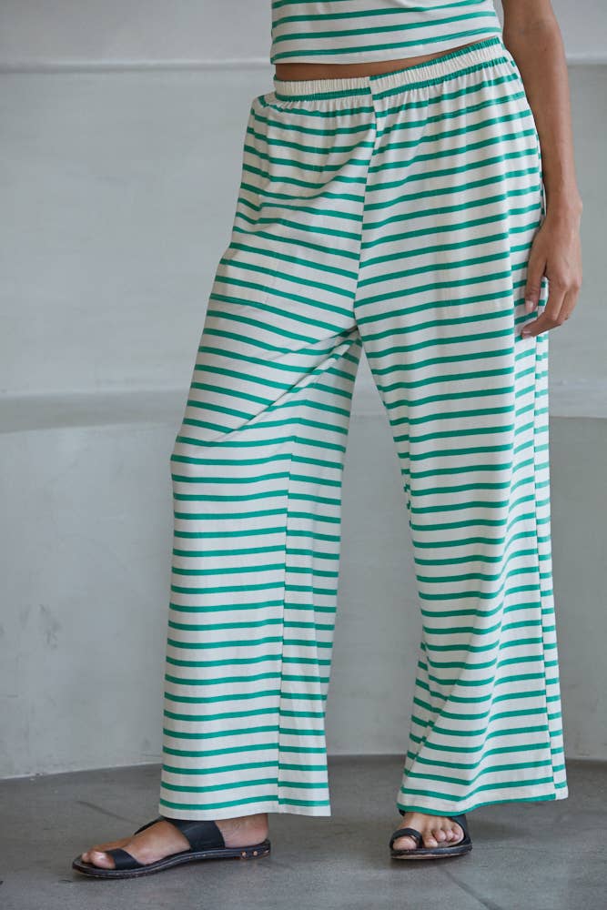 L9525B | Knit Cotton Spandex Striped Pants