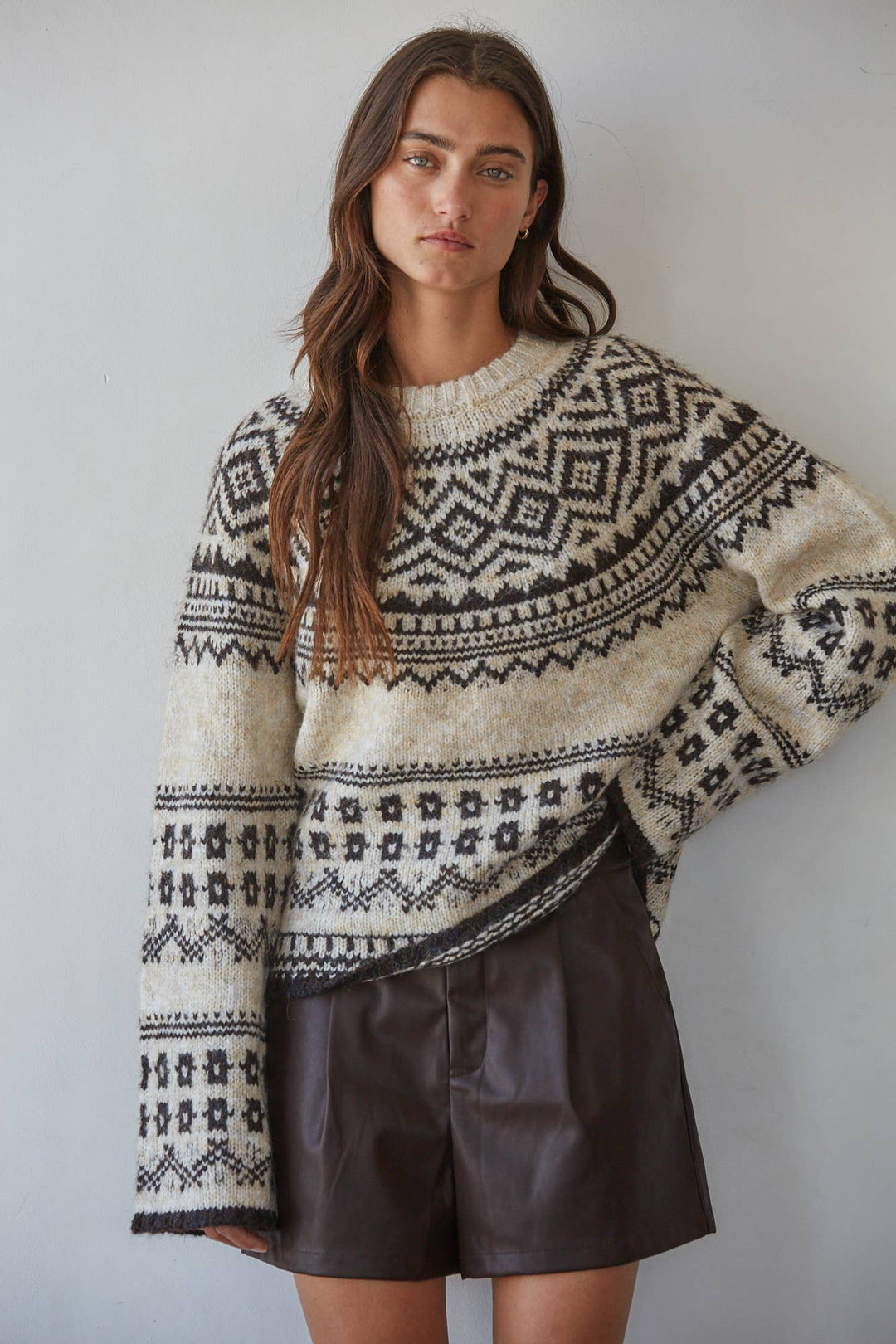 W2738 | Knit Sweater Acrylic Polyester Pullover Top