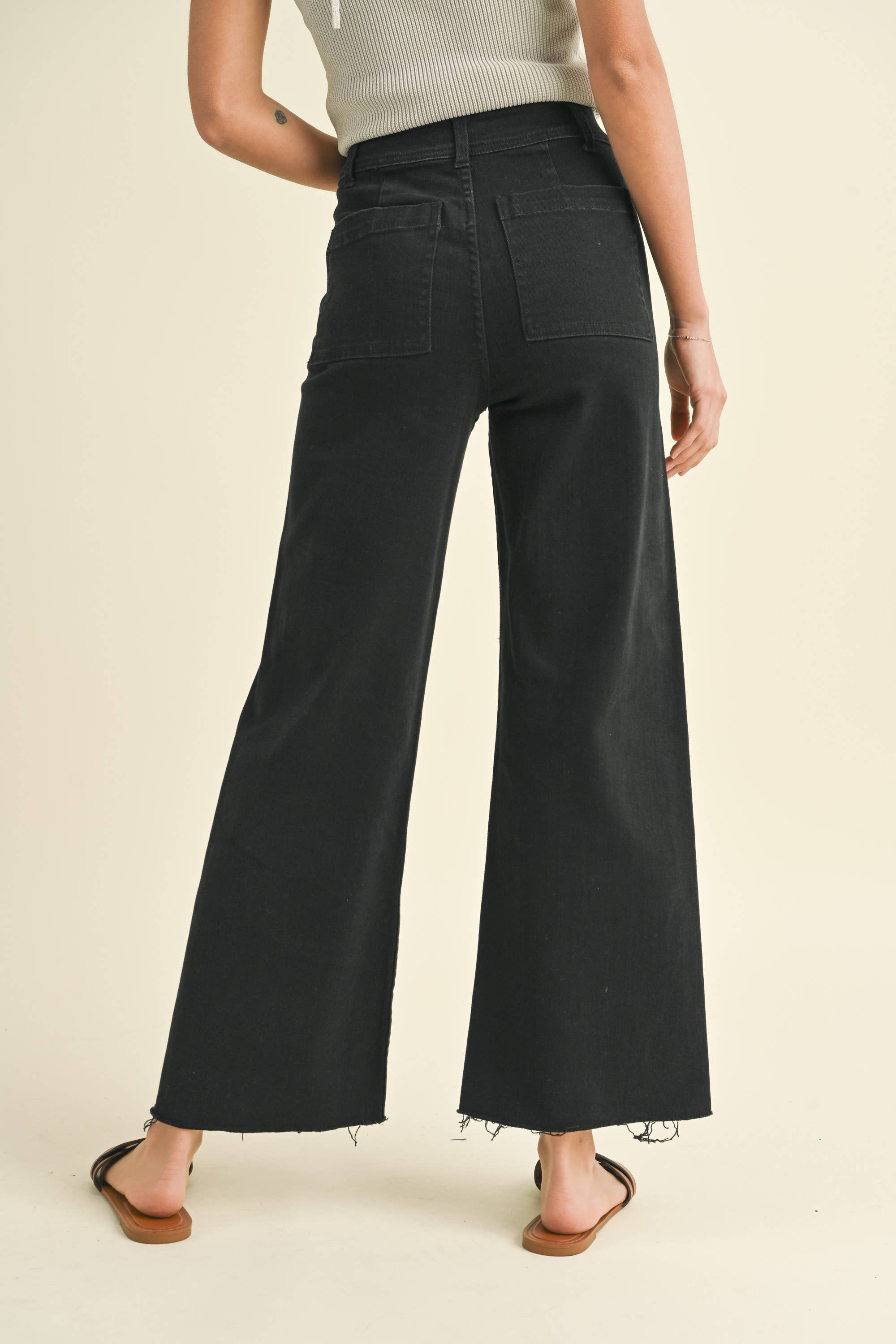 MMP623   STRAIGHT WIDE LEG DENIM PANTS