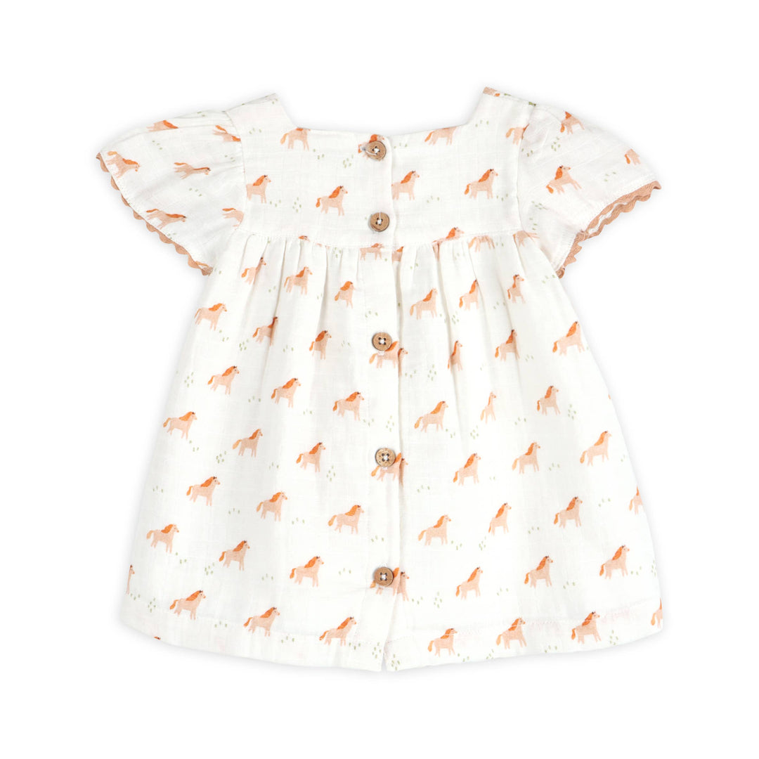 Horse Baby Dress + Bloomer (Organic Muslin)