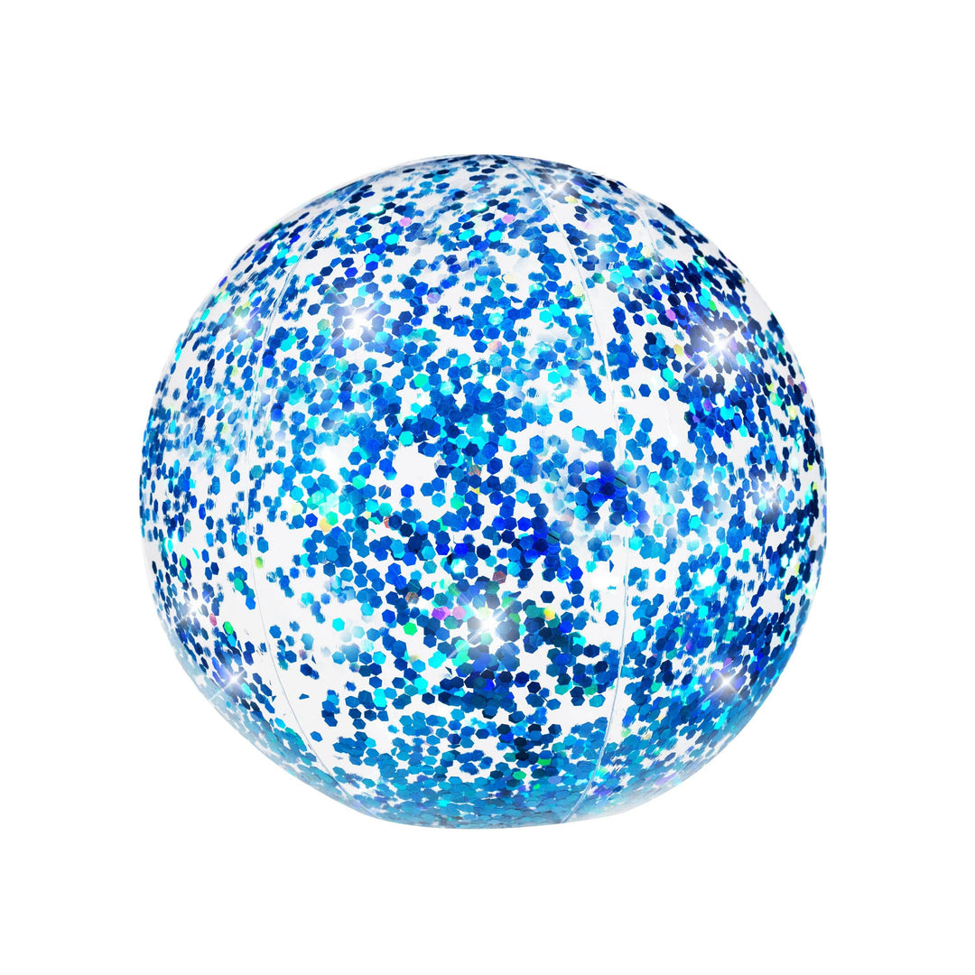 Blue glitter beach ball for summer fun and coastal adventures