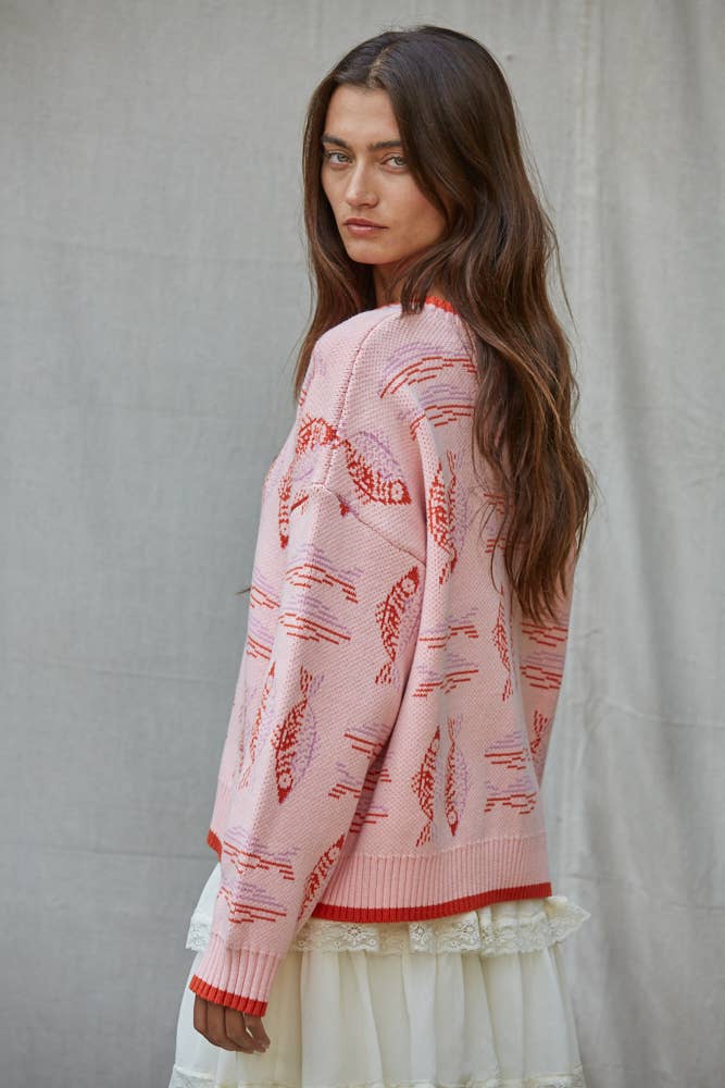 W2673 | Knit Sweater Acrylic Crew Neck Long Sleeve Pullover