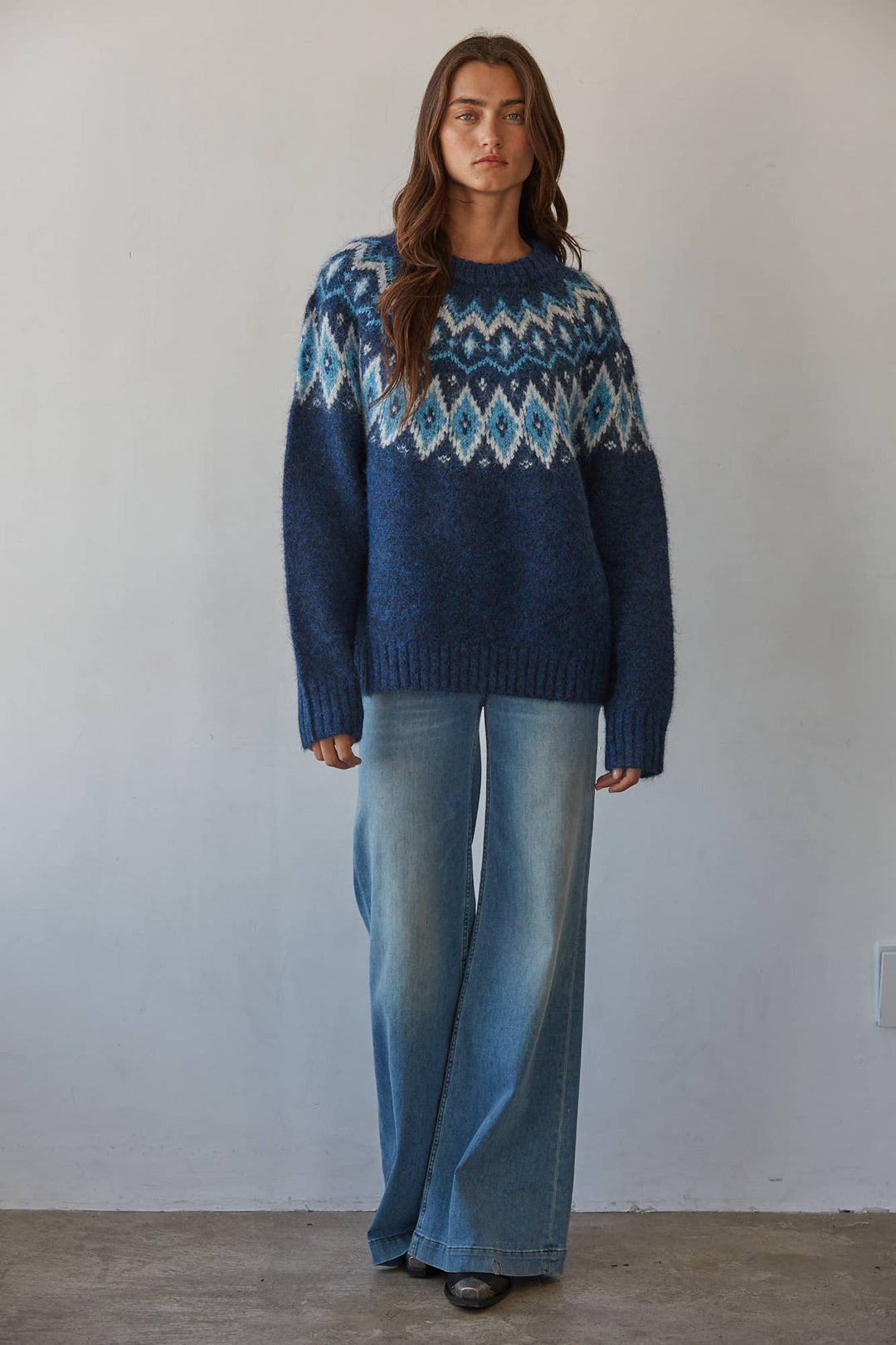 W2800 | Knit Sweater Fair Isle Pullover