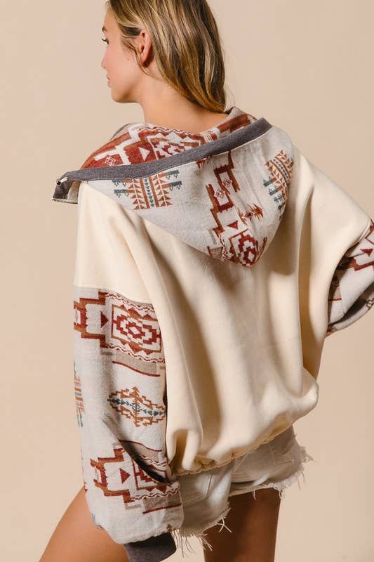 Fleece And Aztec Mix And Match Hoodie Top