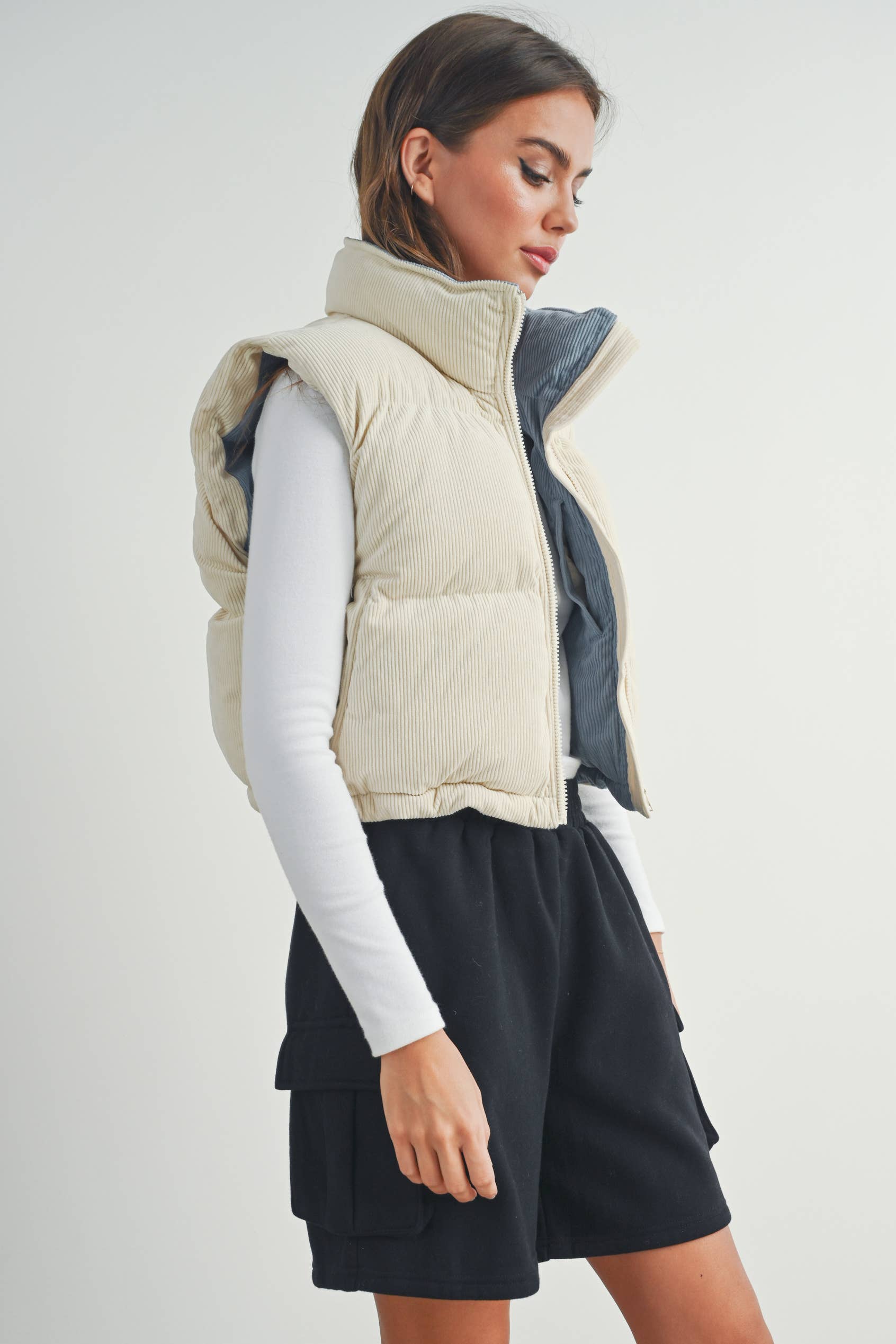 FALL ADOREME CORDUROY PUFFER VEST - BMJ7242