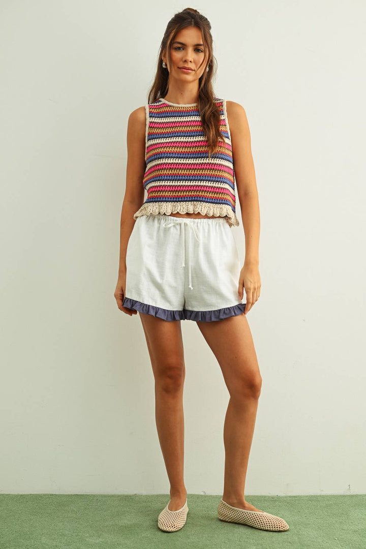 T6794 MULTI COLOR SLEEVELESS KNIT TOP