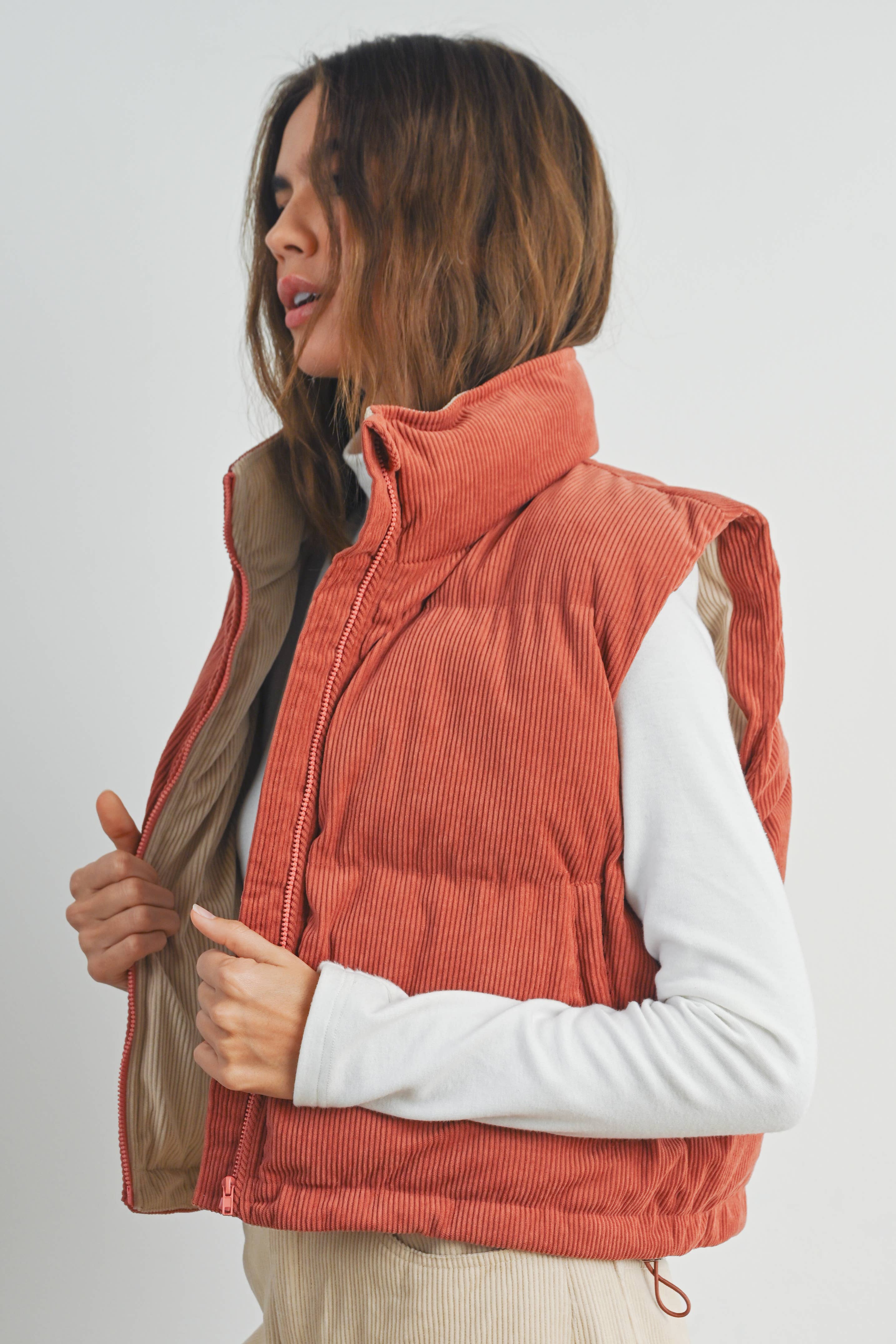 FALL ADOREME CORDUROY PUFFER VEST - BMJ7242
