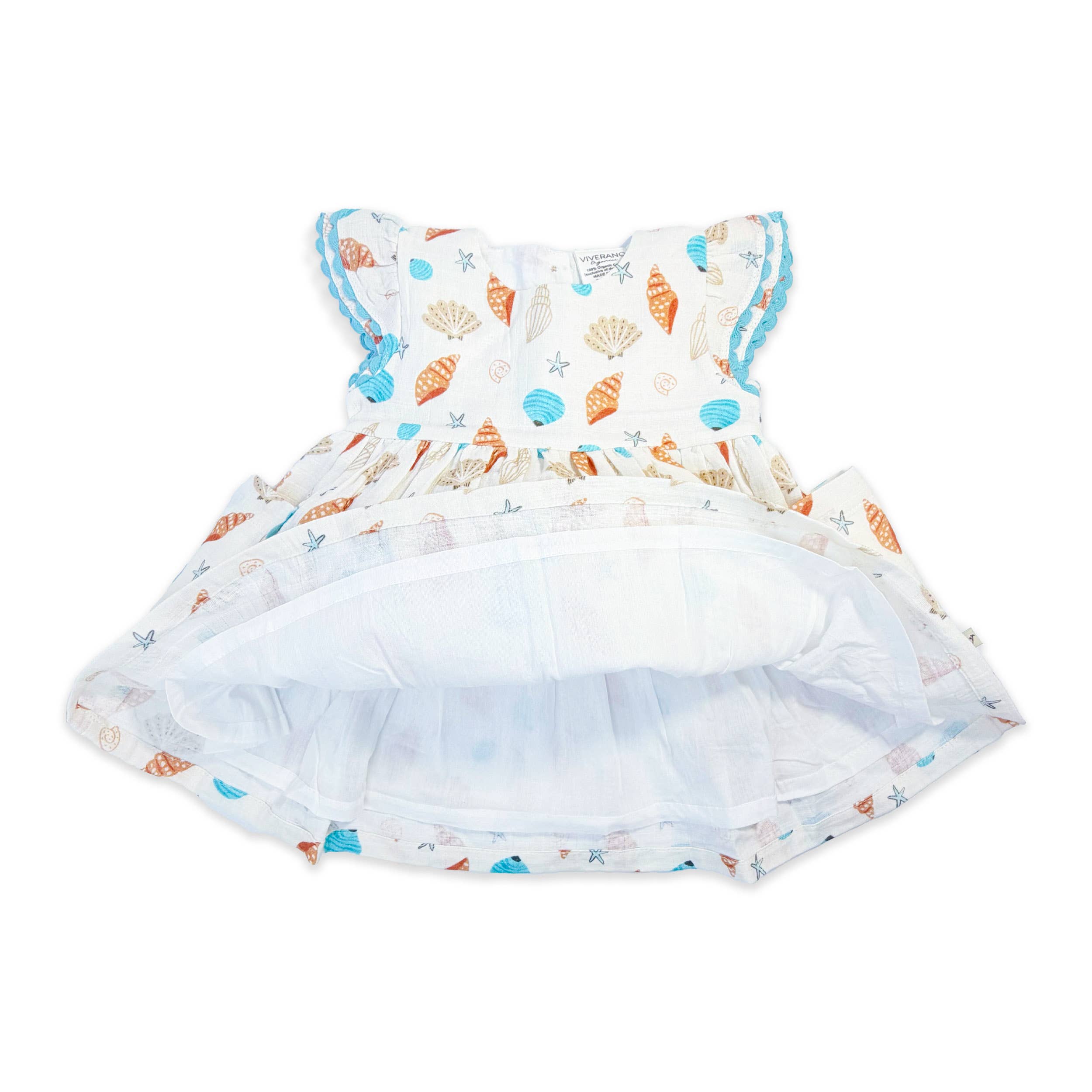 Seashell Pocket Baby Dress + Bloomer (Organic Muslin)