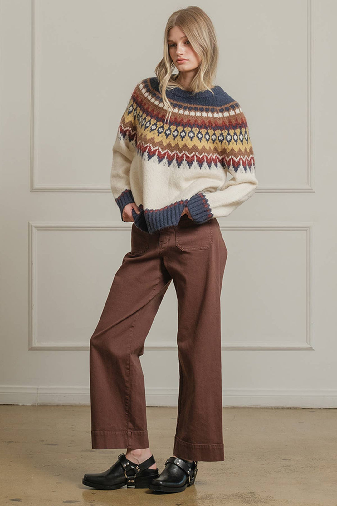 Fair Isle Pattern Knit Sweater - RSW1124