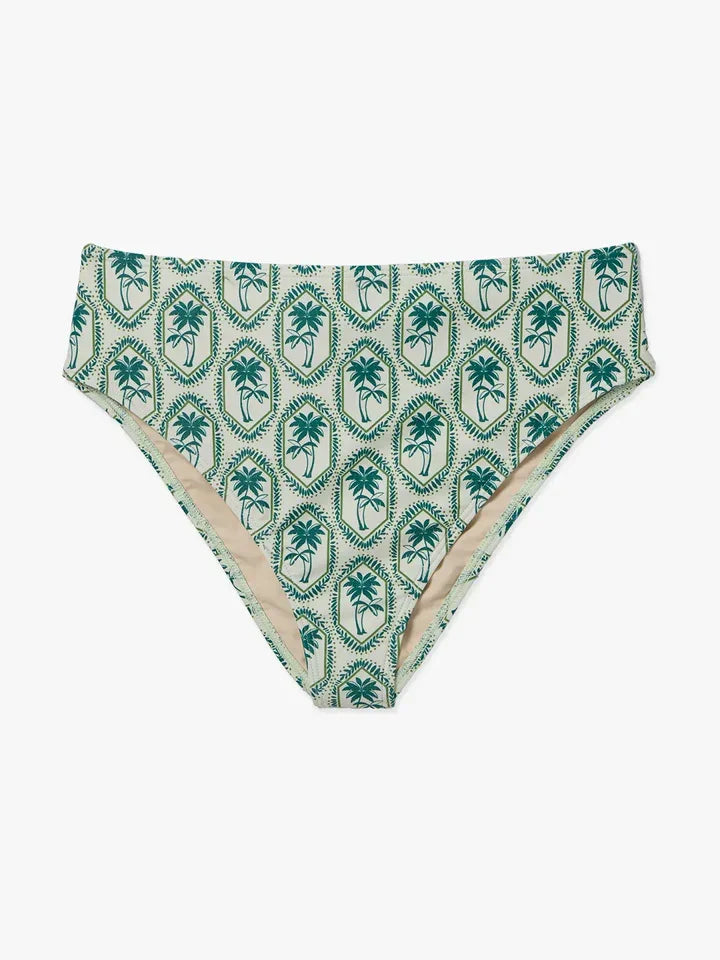 Tropical palm print bikini bottom for beach days and coastal adventures