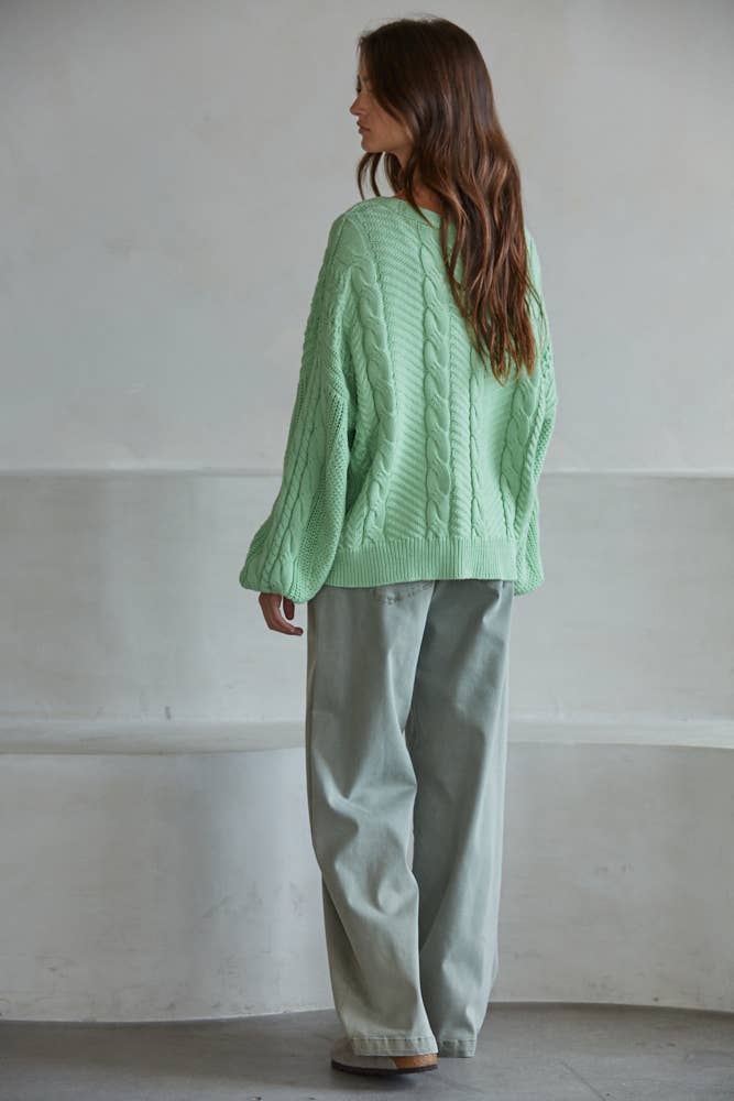 W2474 | Knit Sweater Cotton V-Neck Button Down Cardigan