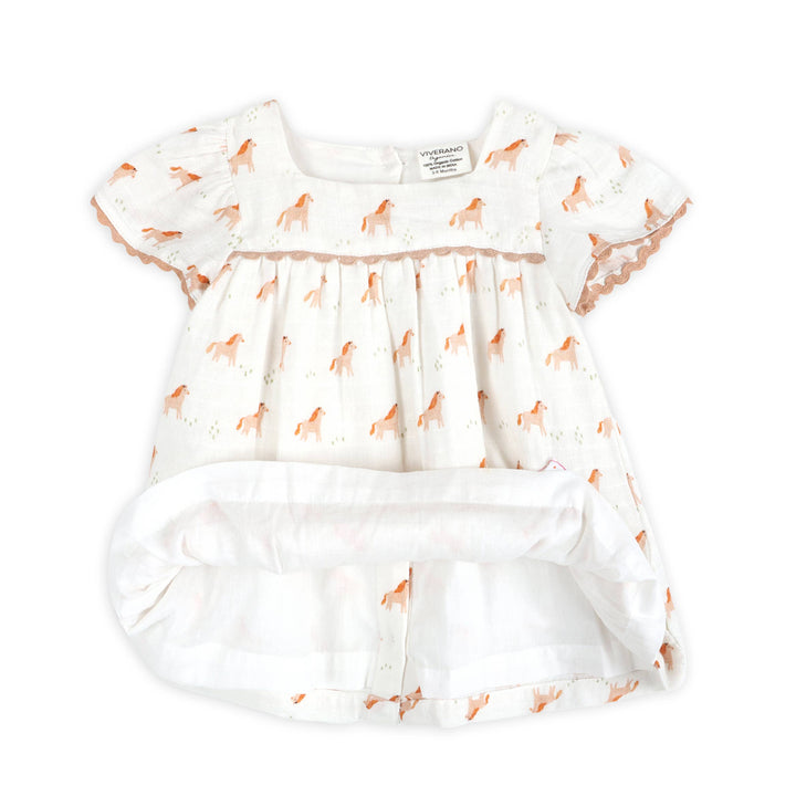 Horse Baby Dress + Bloomer (Organic Muslin)