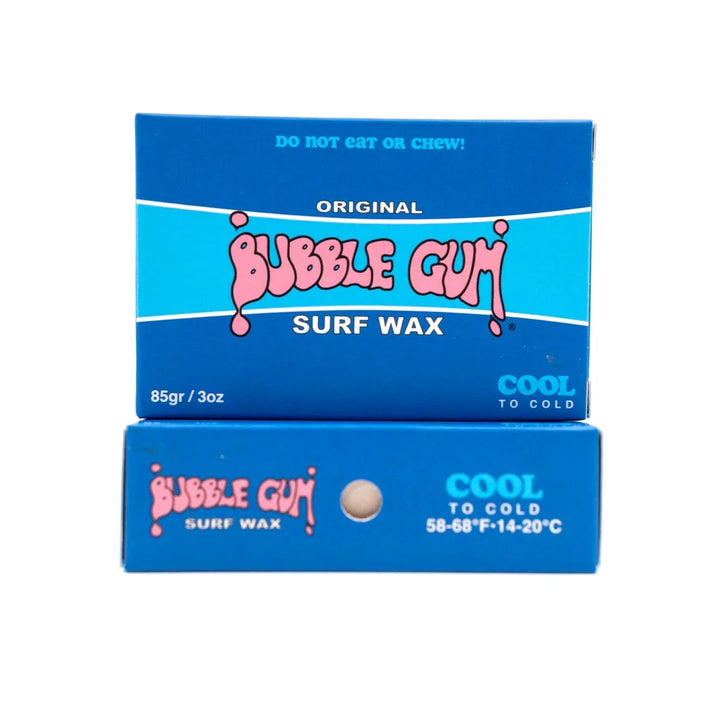 Bubble Gum Original Surf Wax for Cool to Cold Water, 85g, blue packaging with pink logo