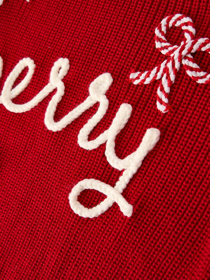 Mom and Me Winter Christmas Red "merry" Pullover Sweater