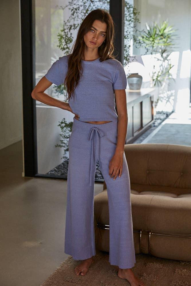 W1634 | Knit Sweater Cotton Nylon Polyester Wide Leg Pants