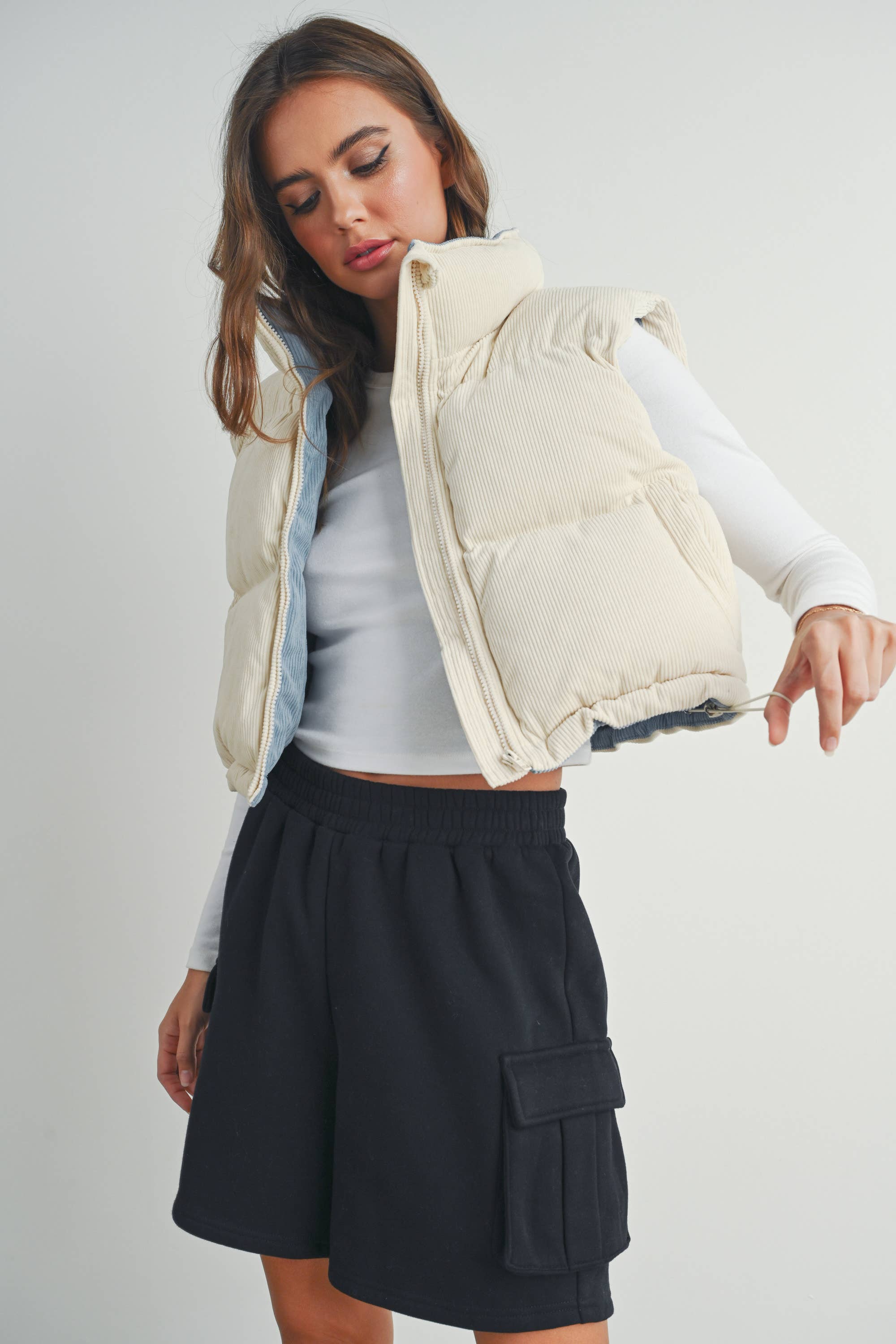 FALL ADOREME CORDUROY PUFFER VEST - BMJ7242