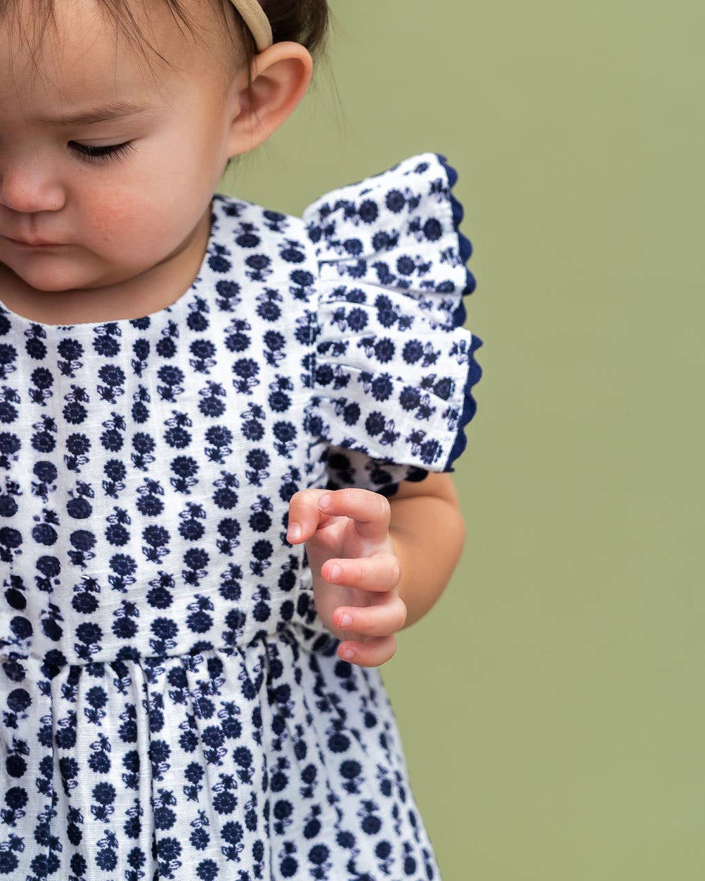 Jamie Blue Floral Baby Dress + Bloomer (Organic)