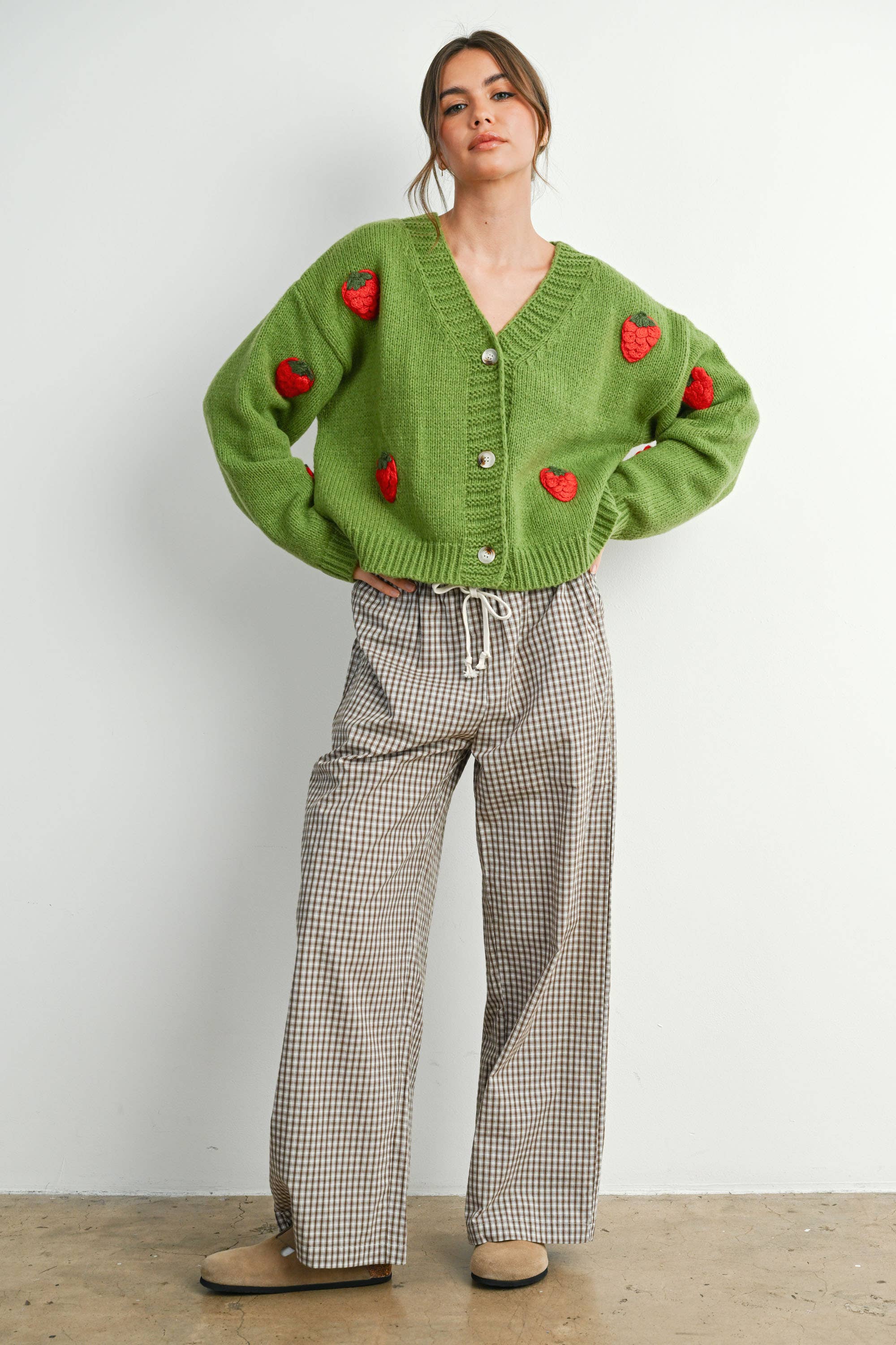 Strawberry Embroidered Cropped Cardigan - BMC7609