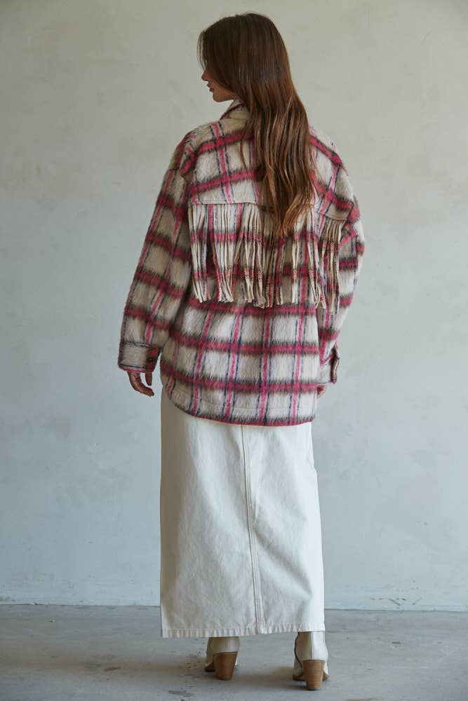 L7629 | Woven Polyester Wool Plaid Buttondown Jacket