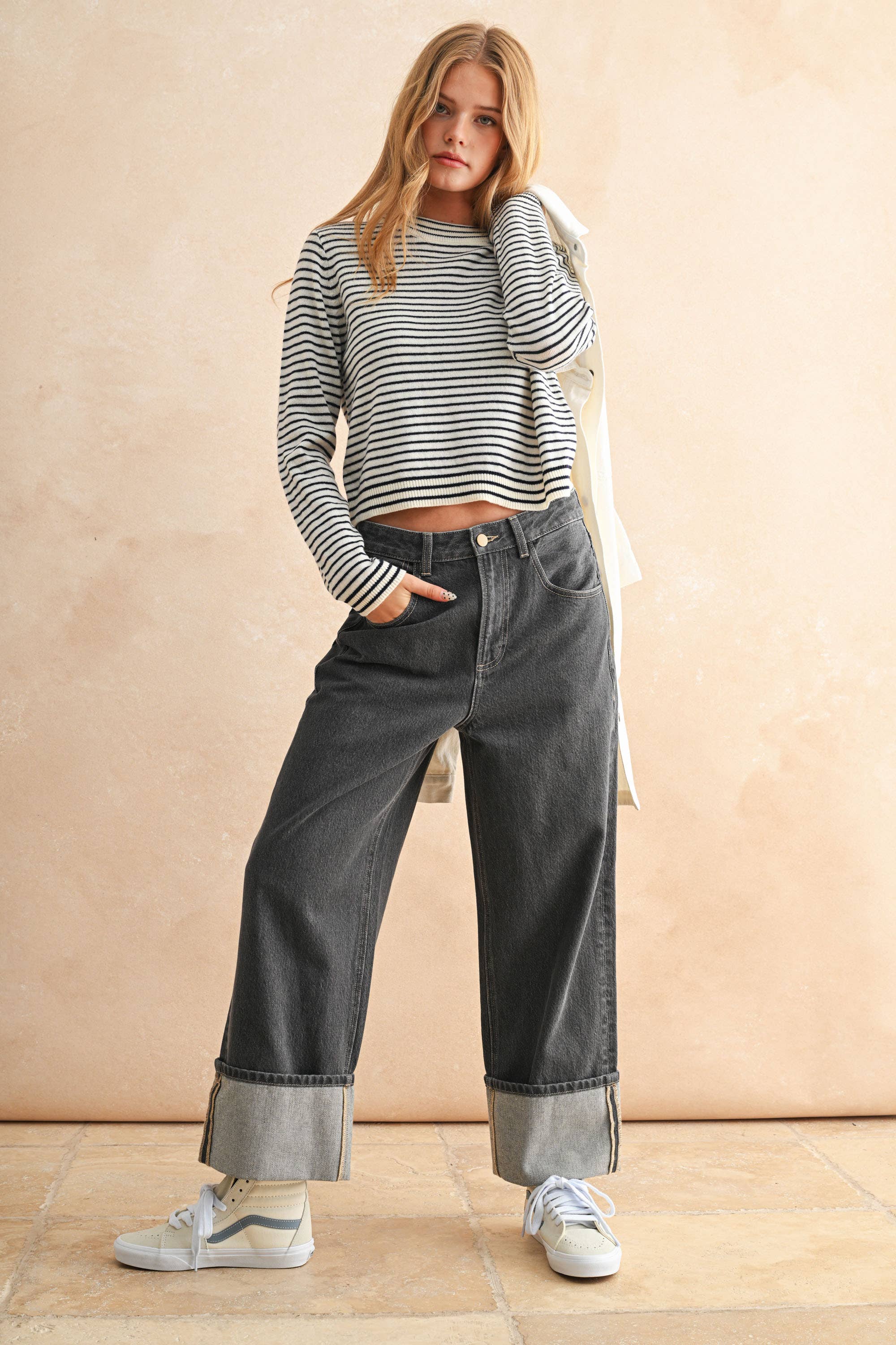 Miou Muse T5797   STRIPED SWEATER TOP