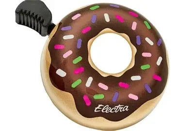 Trek donut-shaped bicycle bell with chocolate frosting and colorful sprinkles