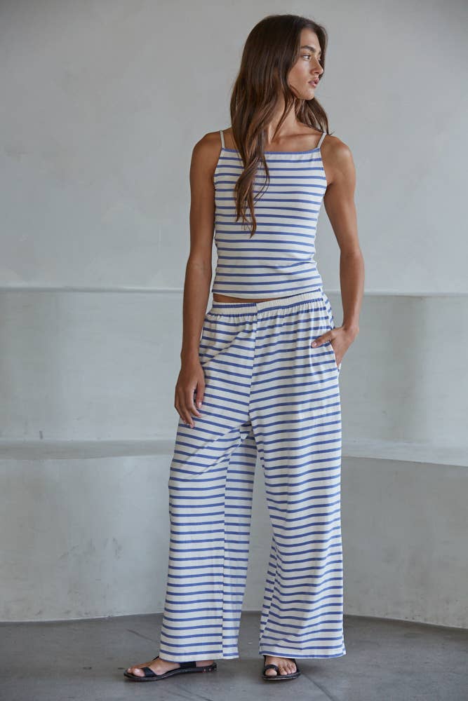 L9525B | Knit Cotton Spandex Striped Pants