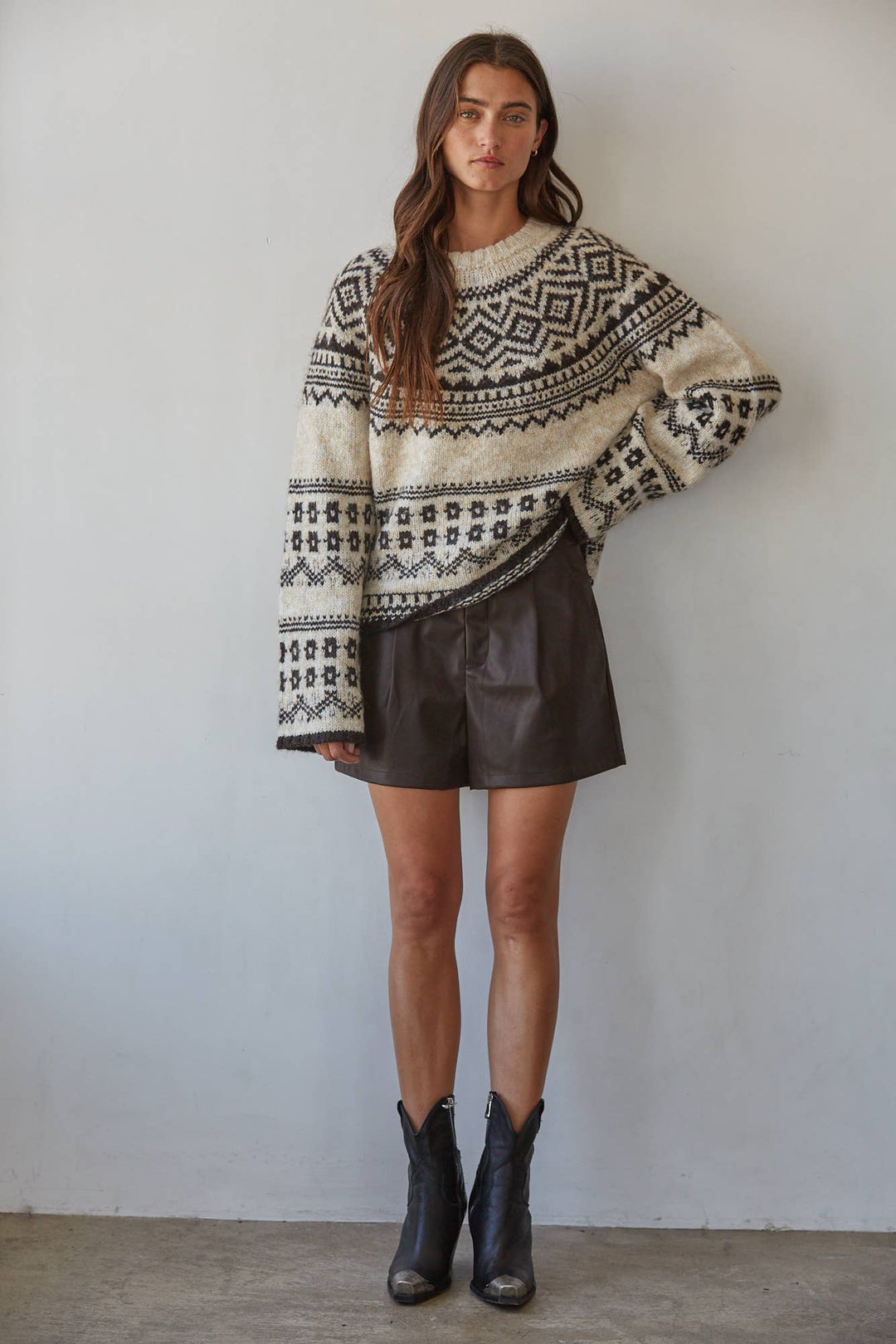 W2738 | Knit Sweater Acrylic Polyester Pullover Top