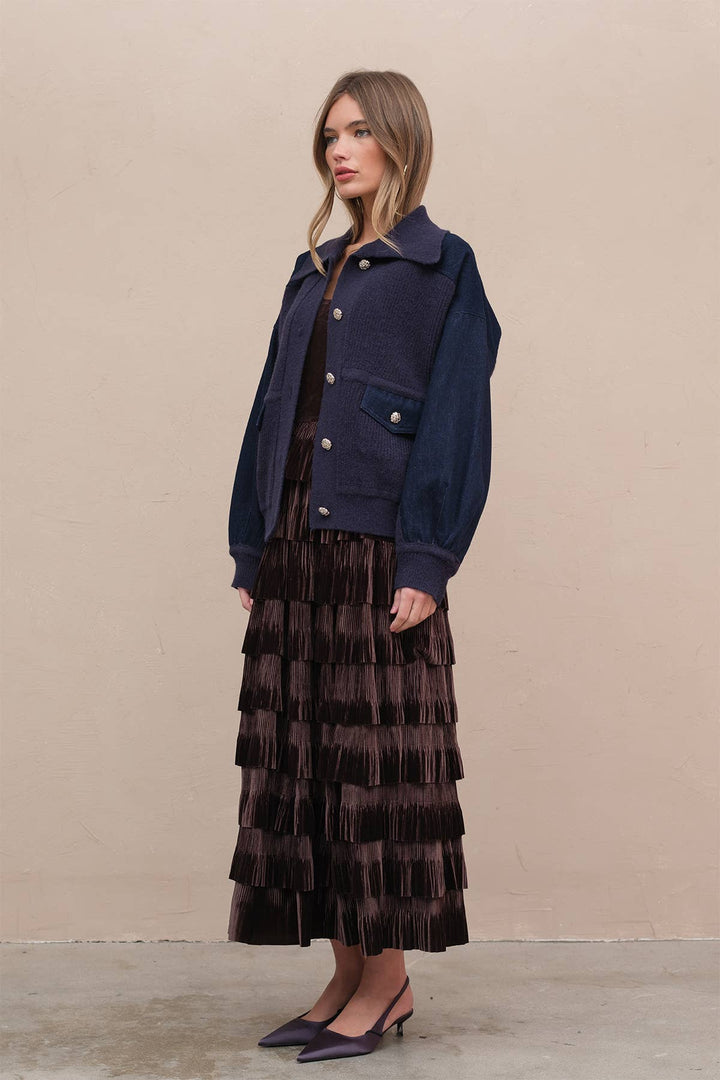 Denim Knit Combi Jacket - RJ1014