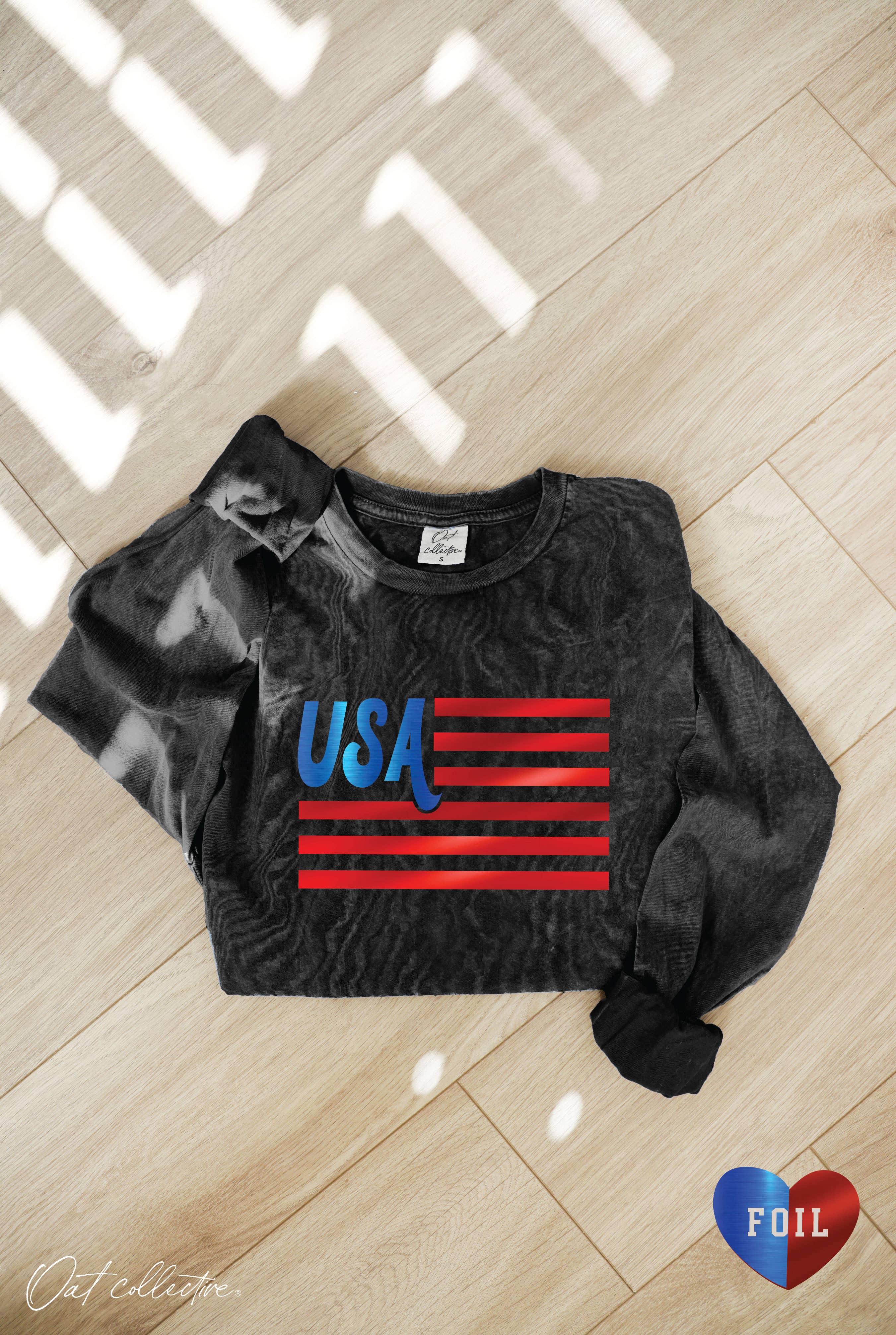 USA FOIL Mineral Washed Long Sleeve Graphic