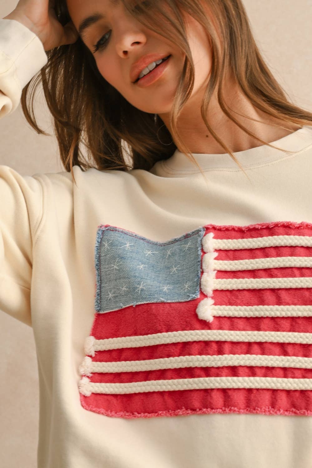 Miou Muse T5538   FLAG PATCH FRONT DETAIL SWEATSHIRTS
