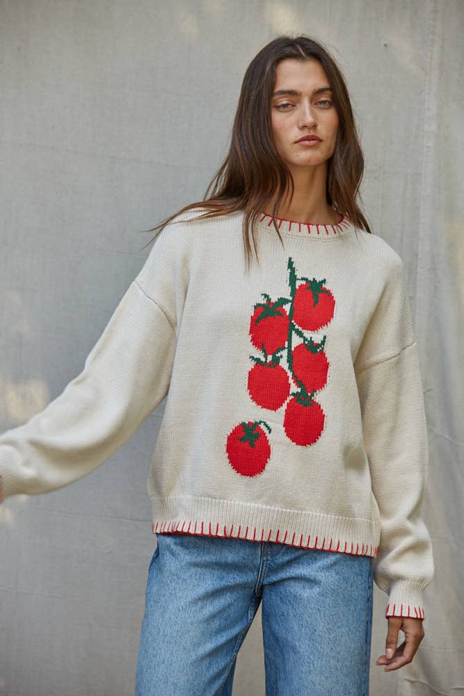 W2683 | Knit Sweater Cotton Acrylic Round Neck Long Sleeve