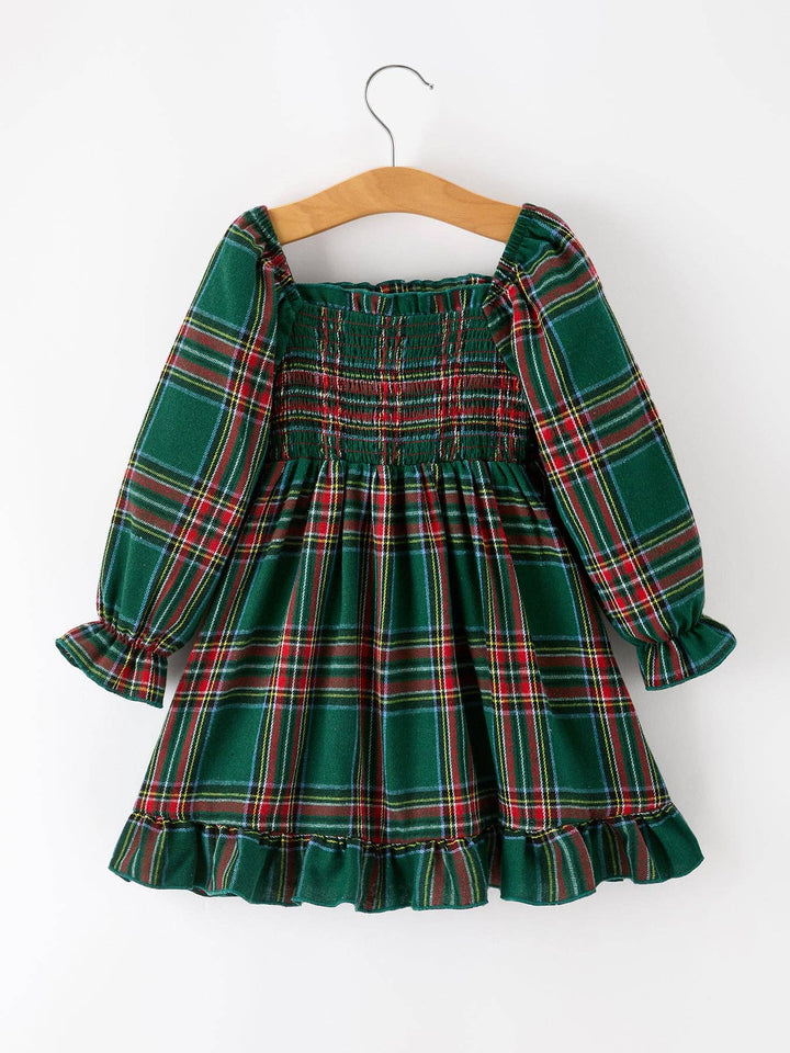 Christmas Green Plaid Mommy and Me Matching Dress