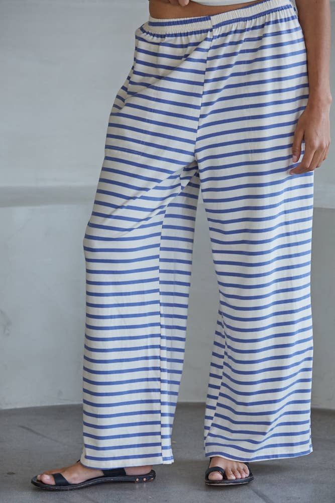 L9525B | Knit Cotton Spandex Striped Pants