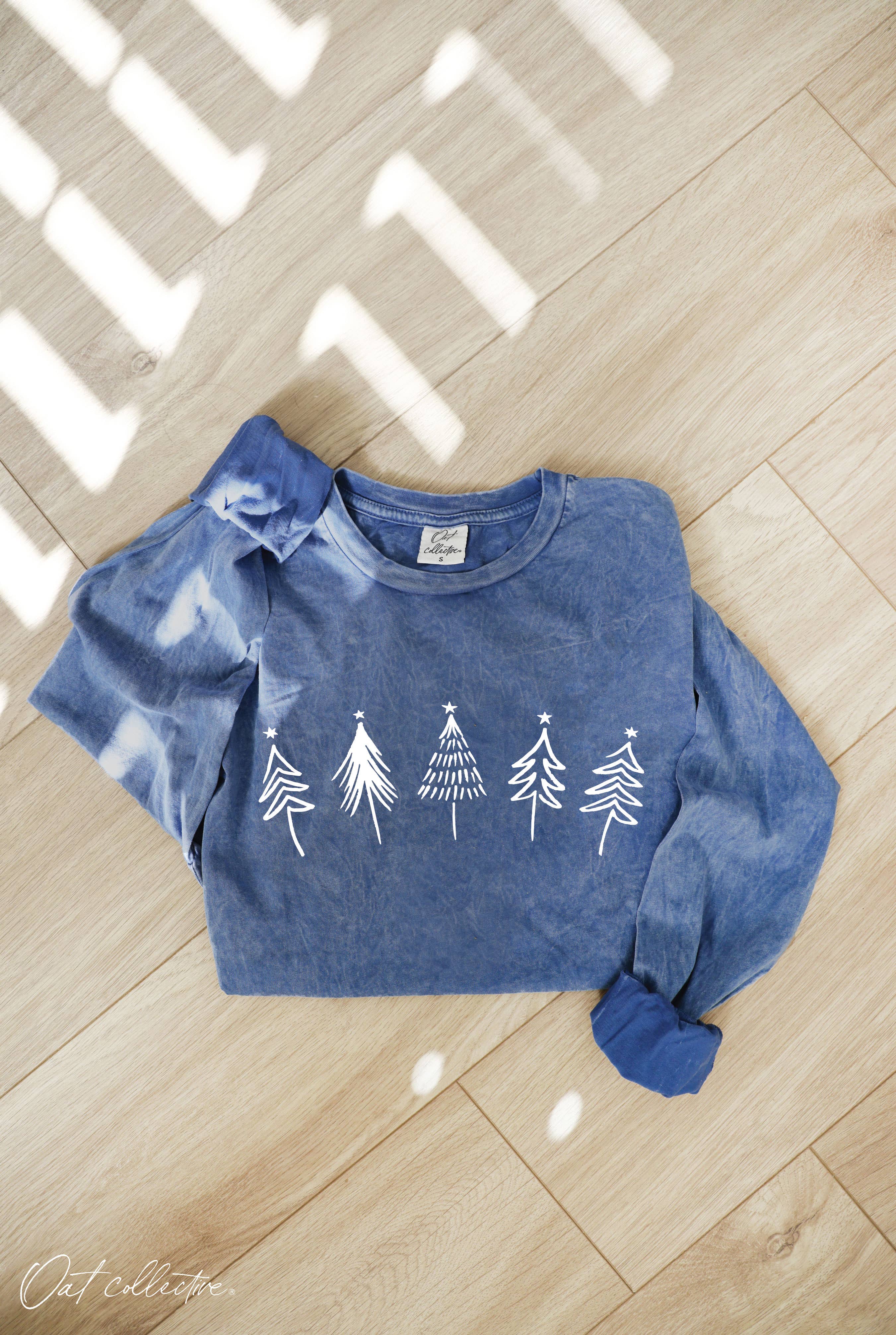 CHRISTMAS TREE ROW Mineral Washed Long Sleeve Graphic