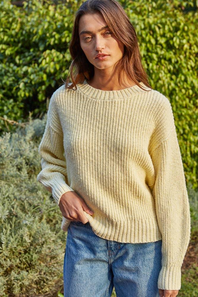 W2327 | Knit Sweater Cotton Ribbed High Mock Neck Top
