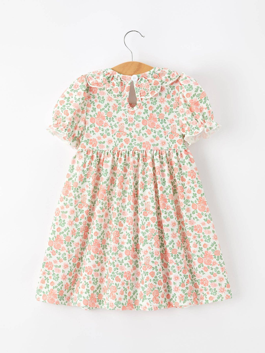Fall Blush Floral Girls Dress Smocked Petal Collar