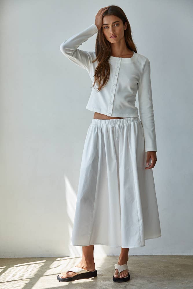 L8829T | Knit Cotton Spandex Ribbed 3/4 Sleeve Cardigan