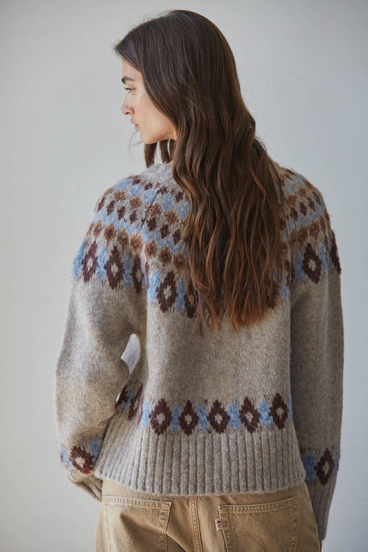 W2764 | Knit Sweater Fair Isle Long Sleeve Cardigan